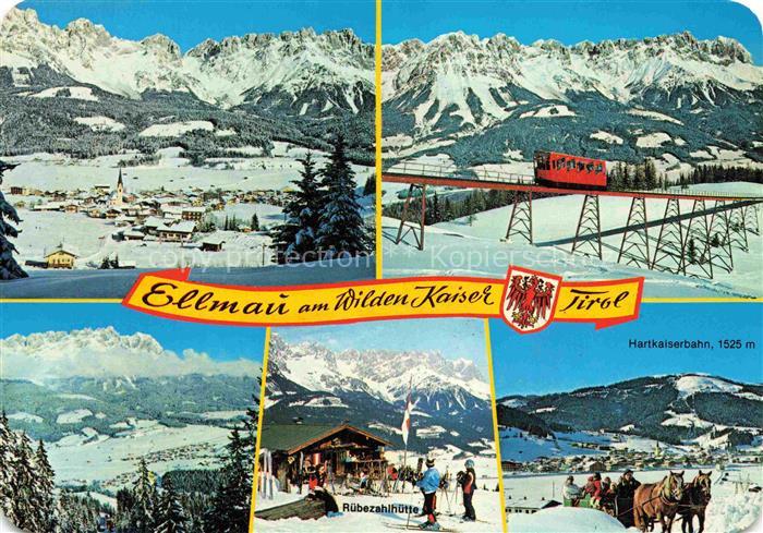 Ellmau Elmau Tirol AT Hartkaiserbahn Seilbahn Wilder-Kaiser Skigebiet Ruebezahlh