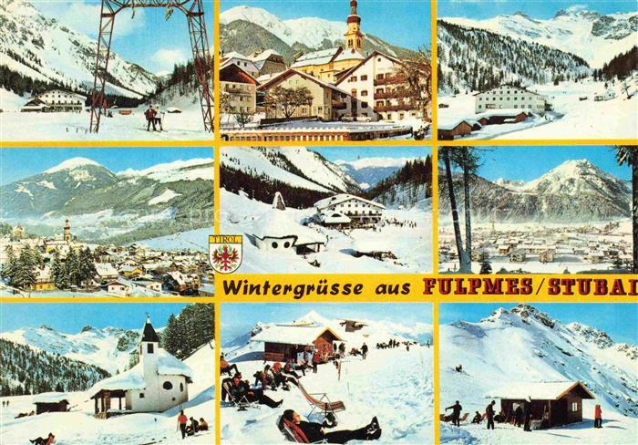 Fulpmes Innsbruck Tirol AT Stubaital Skipiste Skilift Kirche Skifahrer Bergpanor