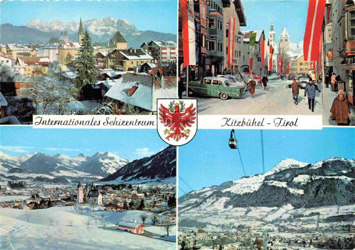 Kitzbuehel Tirol AT Wilder-Kaiser Hauptstrasse Stadtansicht Seilbahn Bergpanoram