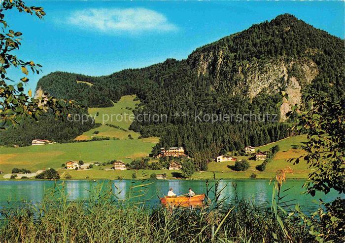 Thiersee Tirol AT Thiersee See Ruderboot Schilf Bergpanorama Alpenpanorama Somme