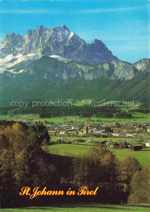 St Johann Tirol AT Wilder-Kaiser Panorama Dorfansicht Kirche Bergwiesen Wald Her