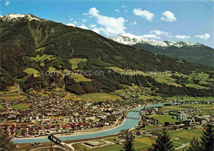 Schwaz Tirol AT Inn Kellerjoch Gilfert Fluss Bruecke Stadtpanorama Berglandschaf