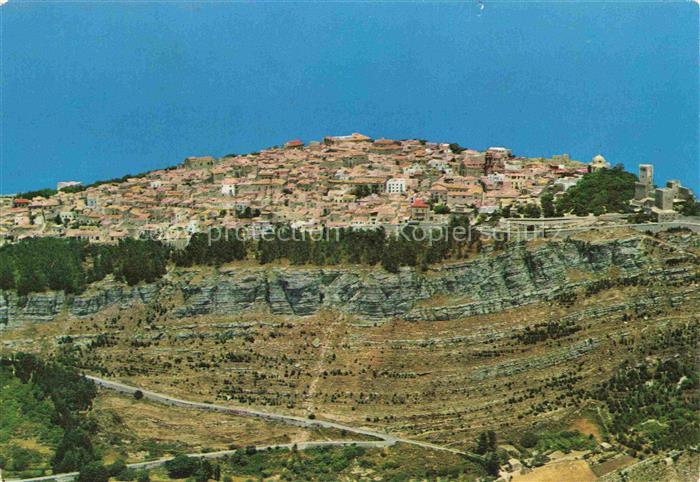 Erice Trapani Sicilia IT Felsenplateau Bergstadt Mittelmeer Haeusermeer Schichtg