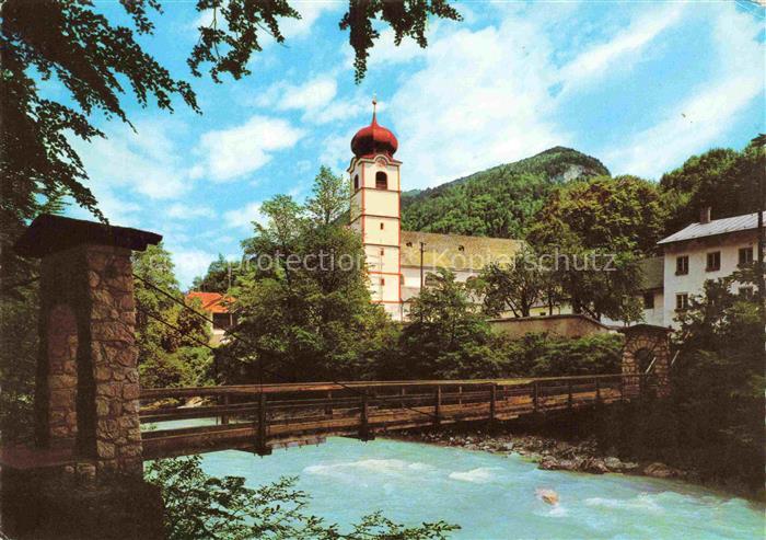 Mariathal Kramsach Tirol AT Kirche Zwiebelturm Bruecke Fluss Berglandschaft Klos