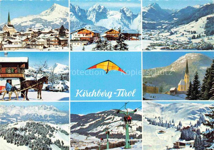 Kirchberg Tirol AT Wintersport Drachenflieger Pferdeschlitten Sesselbahn Bergpan