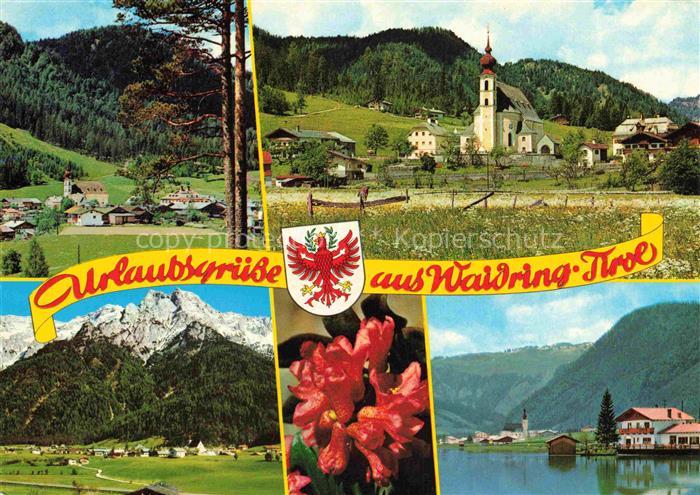 Waidring Tirol AT Pillersee Steinberge Ortsansicht Kirche Alpenrosen Bergpanoram