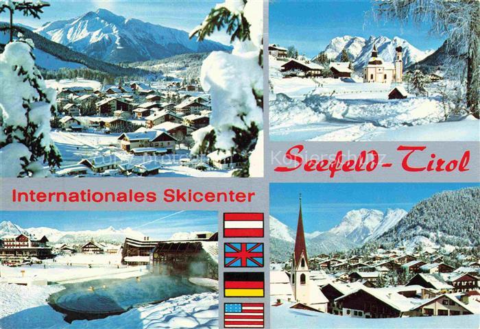 SEEFELD Tirol AT Skicenter Langlauf Sportzentrum Kirche Eislaufplatz Winterpanor