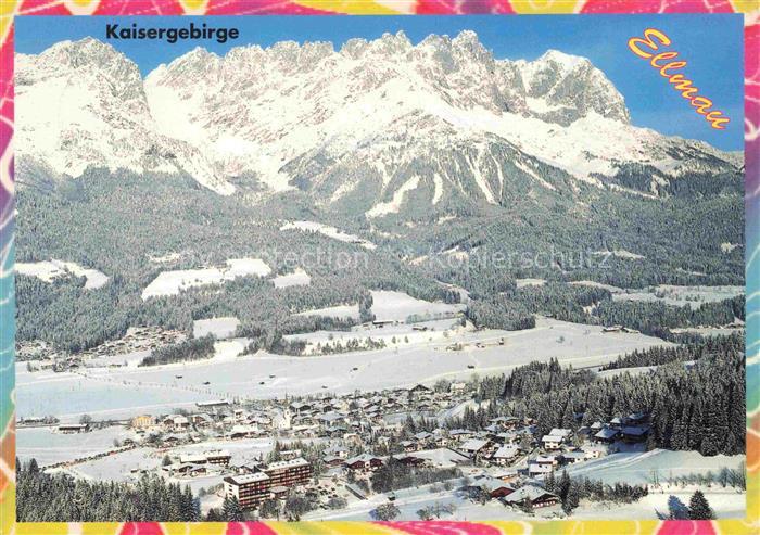 Ellmau Elmau Tirol AT Kaisergebirge Winter Schnee Dorf Bergpanorama Alpen Wald L