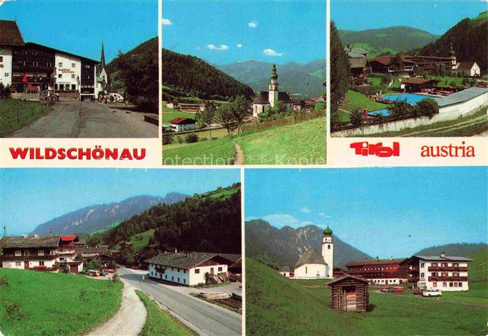 Wildschoenau Kufstein Tirol AT Dorf Kirche Schwimmbad Berglandschaft Gasthof Tir