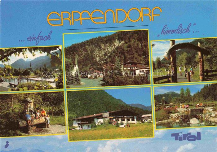 Erpfendorf Tirol Kirchdorf Tirol AT Dorf Kirche Teich Minigolf Brunnen Berglands
