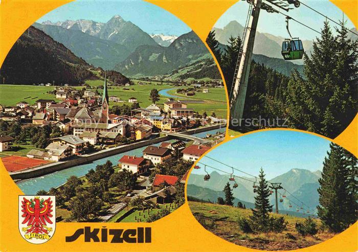 Zell am Ziller Zillertal Tirol AT Gondelbahn Sessellift Fluss Kirchturm Dorf Ber