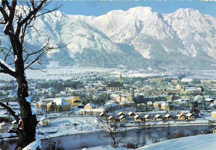 Hall Tirol AT Bettelwurf Winterlandschaft Schnee Fluss Solbad Kirchturm Altstadt