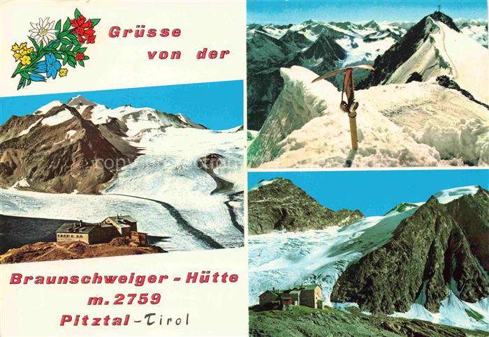 Braunschweigerhuette 2759m Imst Tirol AT Gletscher Gipfel Bergsteiger Eispickel