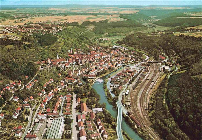 Horb Neckar BW Neckar Bahnhof Altstadt Kirche Flussschleife Felder Wohngebiete L