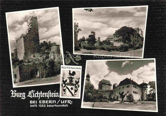Lichtenstein Pfarrweisach Burgruine Burg-Rotenhan Wappen Turm Ruinen Garten Schl