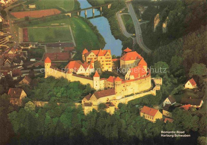 Harburg Schwaben Burg-Harburg Romantic-Road Woernitz Fliegeraufnahme Wehrturm St