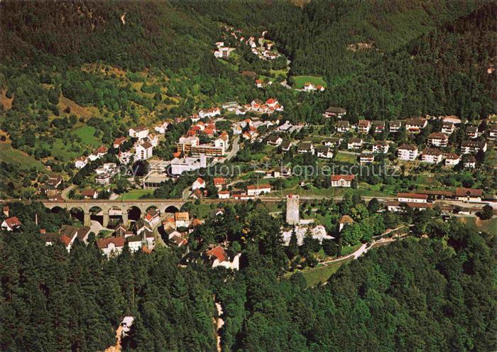 Hornberg  Schwarzwald BW Fliegeraufnahme Viadukt Schwarzwaldbahn Wald Tal Turm L