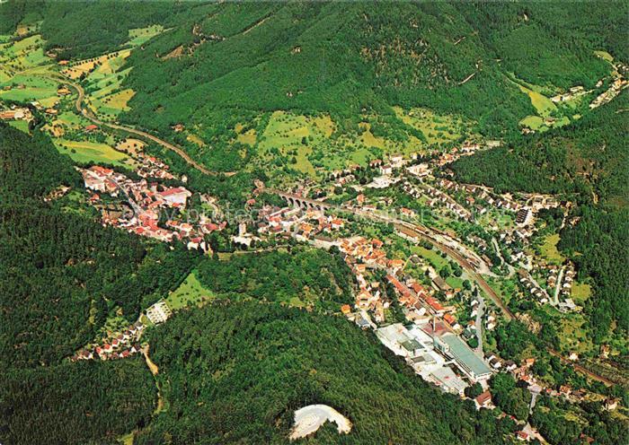 Hornberg  Schwarzwald BW Fliegeraufnahme Viadukt Schwarzwaldbahn Wald Tal Fluss