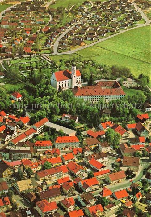 Marktoberdorf Ostallgaeu Bayern Fliegeraufnahme Kirche Kloster Ort Ostallgaeu Lu