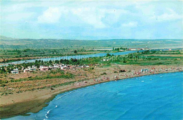 Ulcinj Montenegro Velika-plaža Strand Meer Lagune Strandbesucher Luftaufnahme Ku
