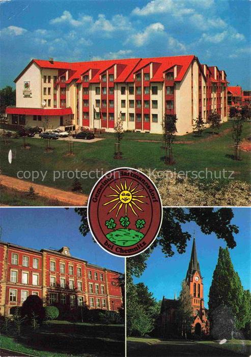 Hartmannsdorf Chemnitz Sachsen Hotel-Domizil Schule Kirche Wappen Chemnitz Erzge
