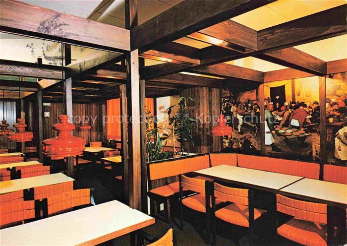 BADENWEILER BW Schwarzwald-Stueble Restaurant Holzbalken Wandgemaelde Sitzmoebel