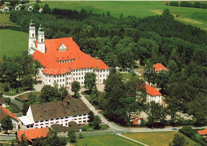 Irsee Ostallgaeu Bayern Fliegeraufnahme Kloster Kirche Doppelturm Barockkirche B