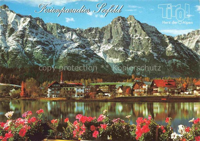 SEEFELD Tirol AT Wildsee Wettersteingebirge Kirchturm Herbstlandschaft Blumenwie