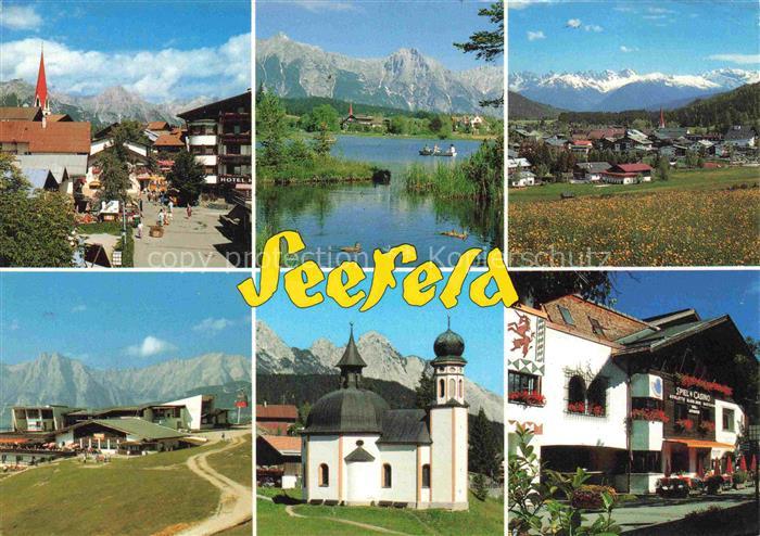 SEEFELD Tirol AT Dorfstrasse Wildsee Seekirchlein Bergpanorama Spiel-Casino Wett