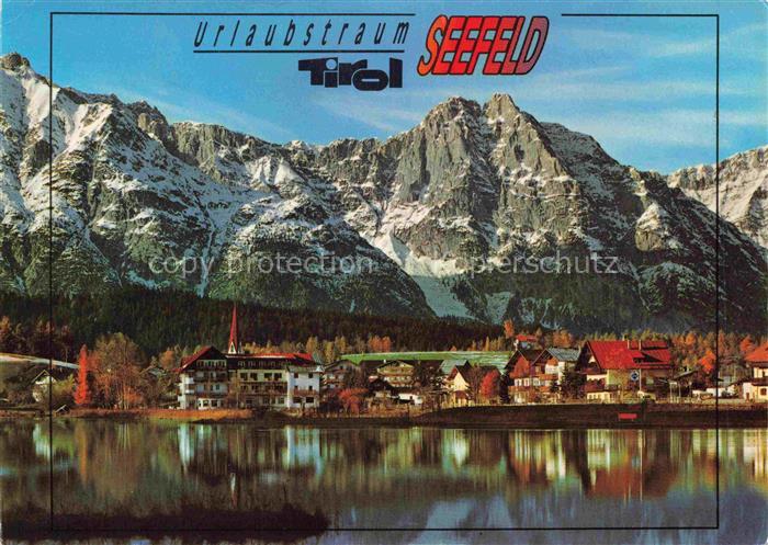 SEEFELD Tirol AT Wildsee Wettersteingebirge Kirchturm Herbstlandschaft Spiegelun