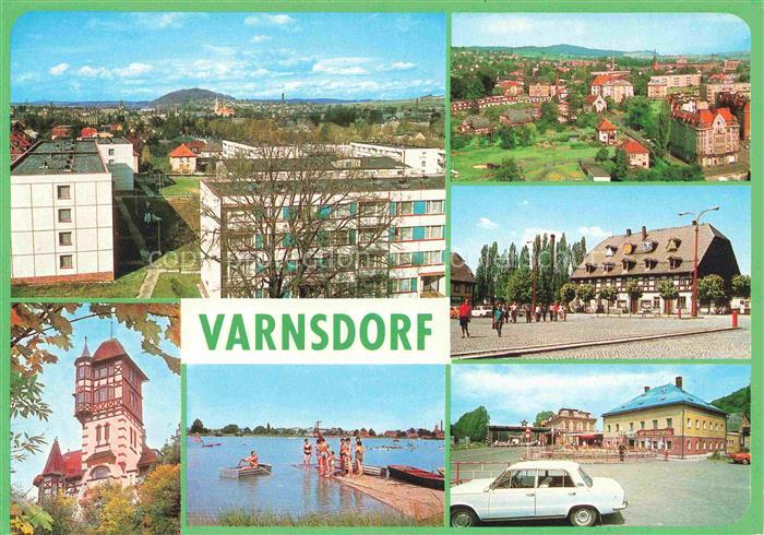 Varnsdorf Warnsdorf CZ Stadtpanorama Plattenbauten Marktplatz Fachwerk Wassertur