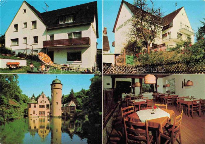Mespelbrunn Buettner Pension Spessart Schloss-Mespelbrunn Wasserschloss Burgturm