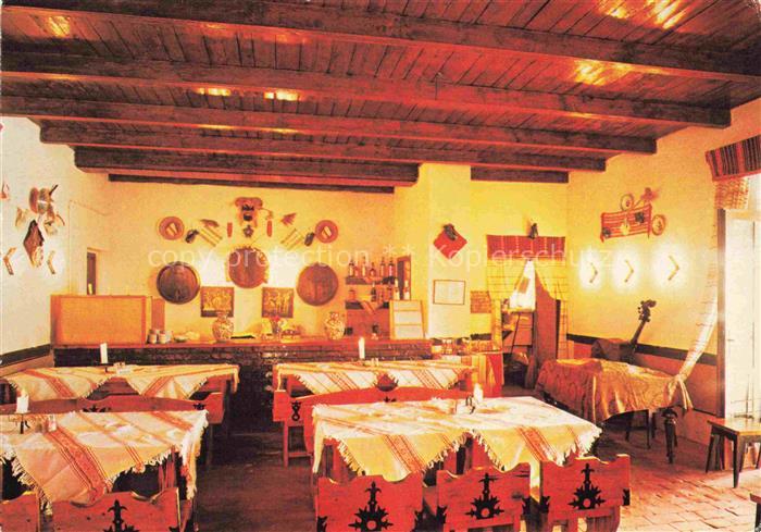Balatonoeszoed Flekken-Csárda Gaststaette Innenraum Holzbalkendecke Volkskunst T