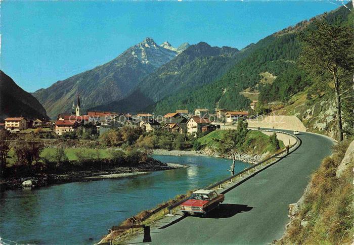 Pfunds Tirol AT Piz-Mondin Oberinntal Inn Bergpanorama Kirchturm Strasse Sommeru