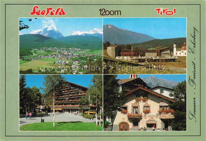 SEEFELD Tirol AT Olympiazentrum Kirchturm Lueftlmalerei Hotelanlage Wetterstein