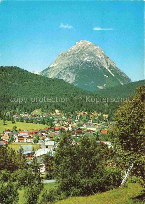 SEEFELD Tirol AT Hohe-Munde Kirchturm Bergdorf Nadelwald Wiesen Birke Sommerland