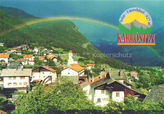 Karroesten Tirol AT Regenbogen Kirchturm Dorf Alpen Panorama Oberinntal Solar-Um