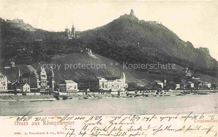 Berghausen Koenigswinter Gruss-aus Rheinufer Drachenfels Drachenburg Siebengebir