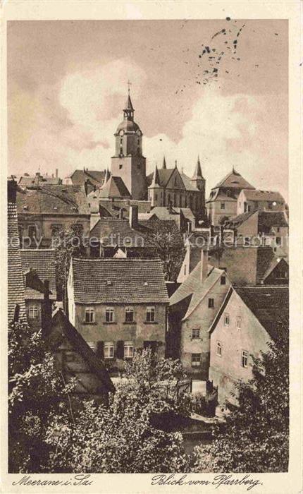 Meerane Sachsen Pfarrberg Stadtkirche Kirchturm Altstadt Daecher Blick Haeuser