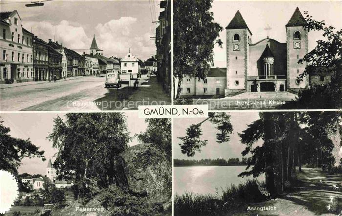 Gmuend Niederoesterreich Hauptplatz Herz-Jesu-Kirche Felsenweg Asangteich Kirche