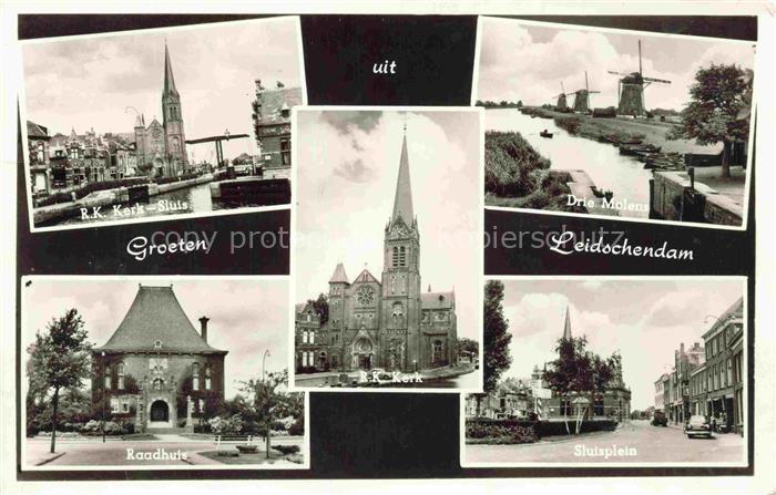 Leidschendam Noord-Holland NL R.K.-Kerk Sluis Drie-Molens Raadhuis Sluisplein Ka