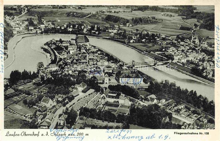 Laufen Salzach Salzach Luftbild Fliegeraufnahme Fluss Bruecke Oberndorf Altstadt