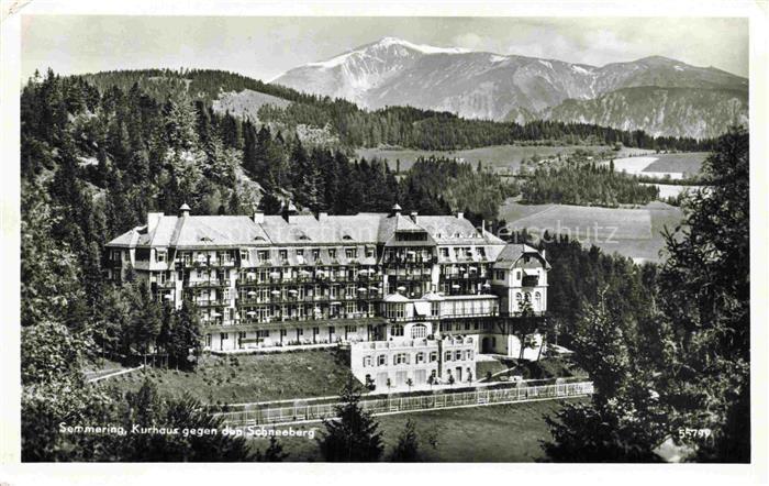 Semmering Niederoesterreich AT Kurhaus Schneeberg Hotel Wald Berge S/W-Fotokarte