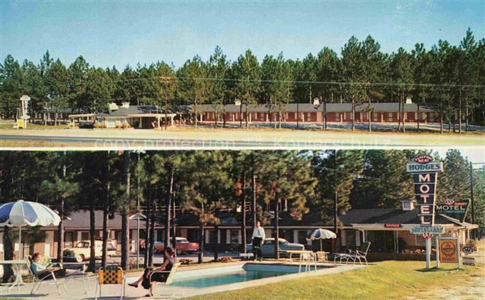 Statesboro Georgia USA Hodges-Motel-and-Restaurant Kiefernwald Pool Motelgebaeud