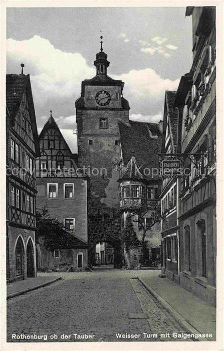 Bettenfeld Rothenburg ob der Tauber bayern Weisser-Turm Galgengasse Fachwerkhaus