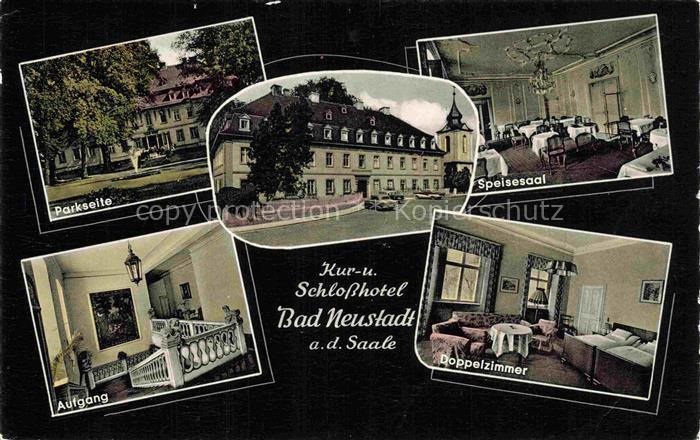 Bad Neustadt Saale Bayern Kur-u-Schlosshotel Schloss Parkseite Speisesaal Aufgan
