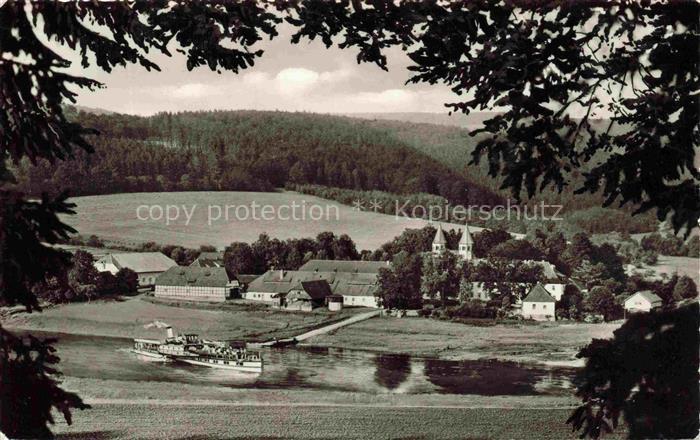 Bursfelde Hann Muenden Niedersachsen Weser Fluss Klostermuehle Gasthaus Dampfsch