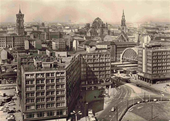 BERLIN CITY Alexanderplatz Haus-des-Lehrers Rotes-Rathaus Berliner-Dom Stadtpan
