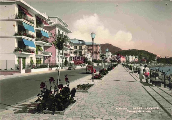 SESTRI LEVANTE Liguria IT Passeggiata-a-mare Promenade Meer Strand Strandhotels