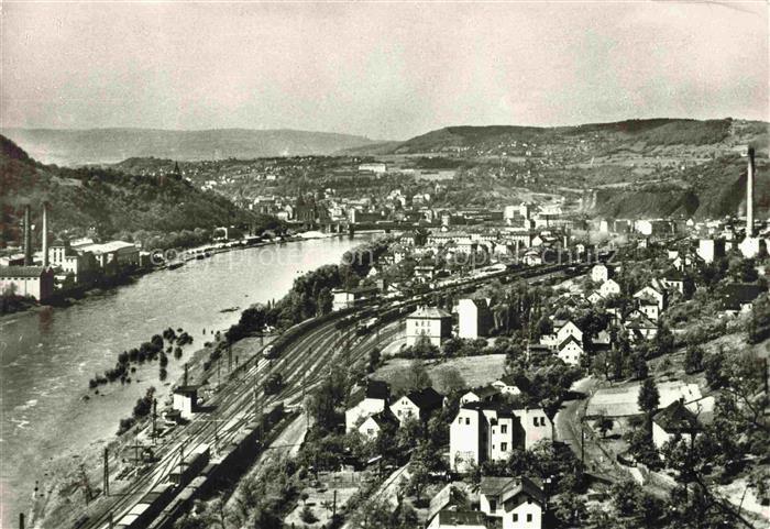 USTI NAD LABEM Aussig CZ Elbe Stadtpanorama Eisenbahn Industrie Streckov Huegel
